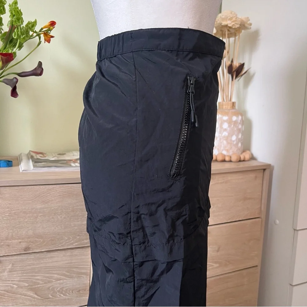 H&M Black Cargo Parachute Pocket Casual Midi Knee-Length High-Waist Modest Skirt - Picture 2 of 16